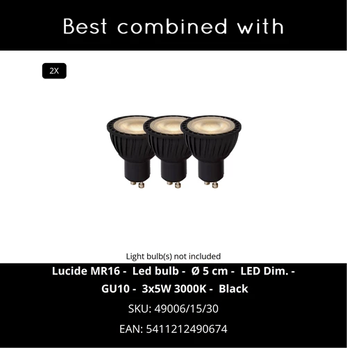 Lucide BODI - Ceiling spotlight - 2xGU10 - Black - CROSSSELL
